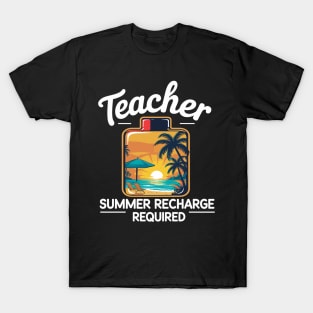 Vintage Teacher Summer Recharge Required Last Day Of School T-Shirt